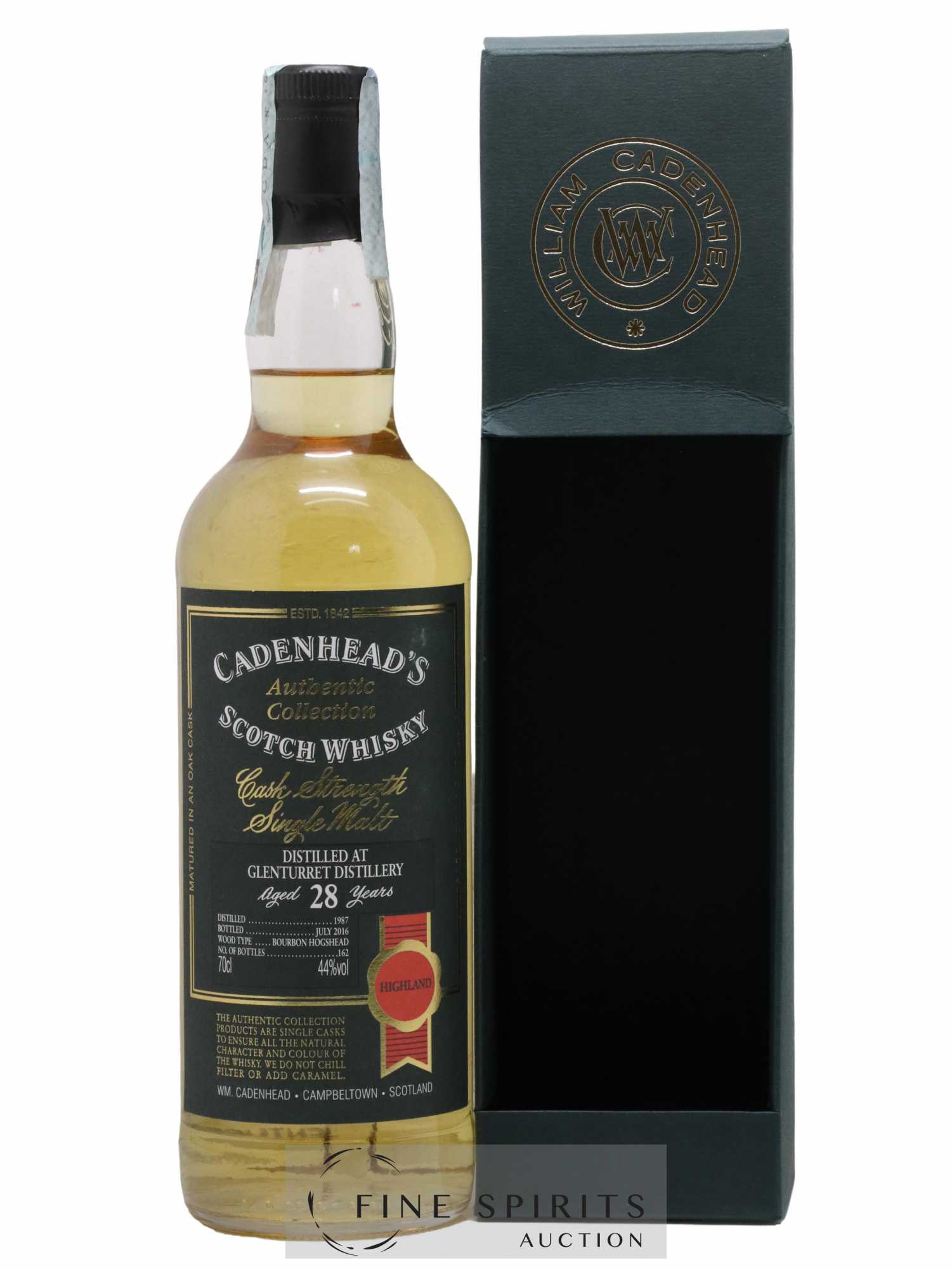 Glenturret 28 years 1987 Cadenhead's Bourbon Hogshead - One of 162 - bottled 2016 Authentic Collection