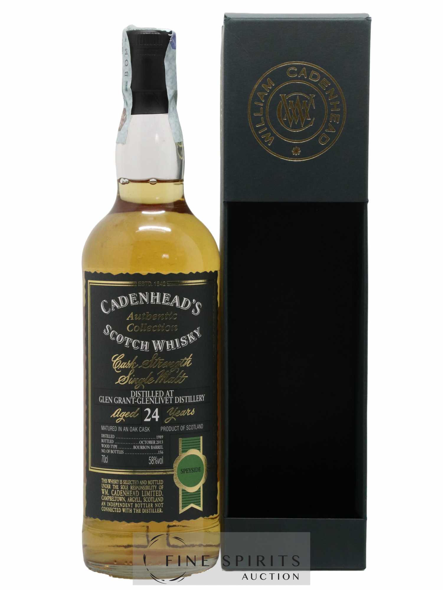 Glen Grant 24 years 1989 Cadenhead's Bourbon Barrel - One of 156 - bottled 2013 Authentic Collection