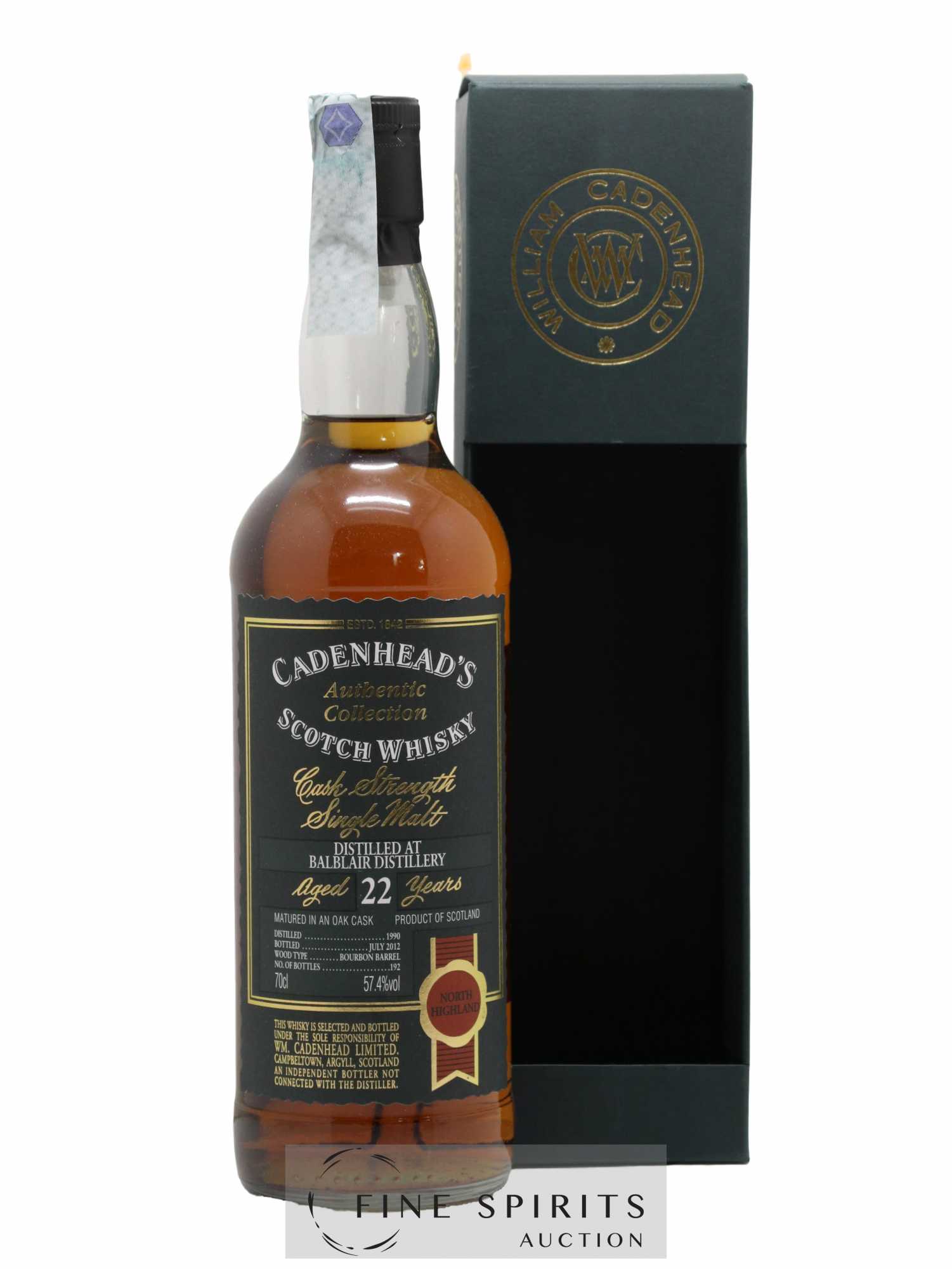 Balblair 22 years 1990 Cadenhead's Bourbon Barrel - One of 192 - bottled 2012 Authentic Collection