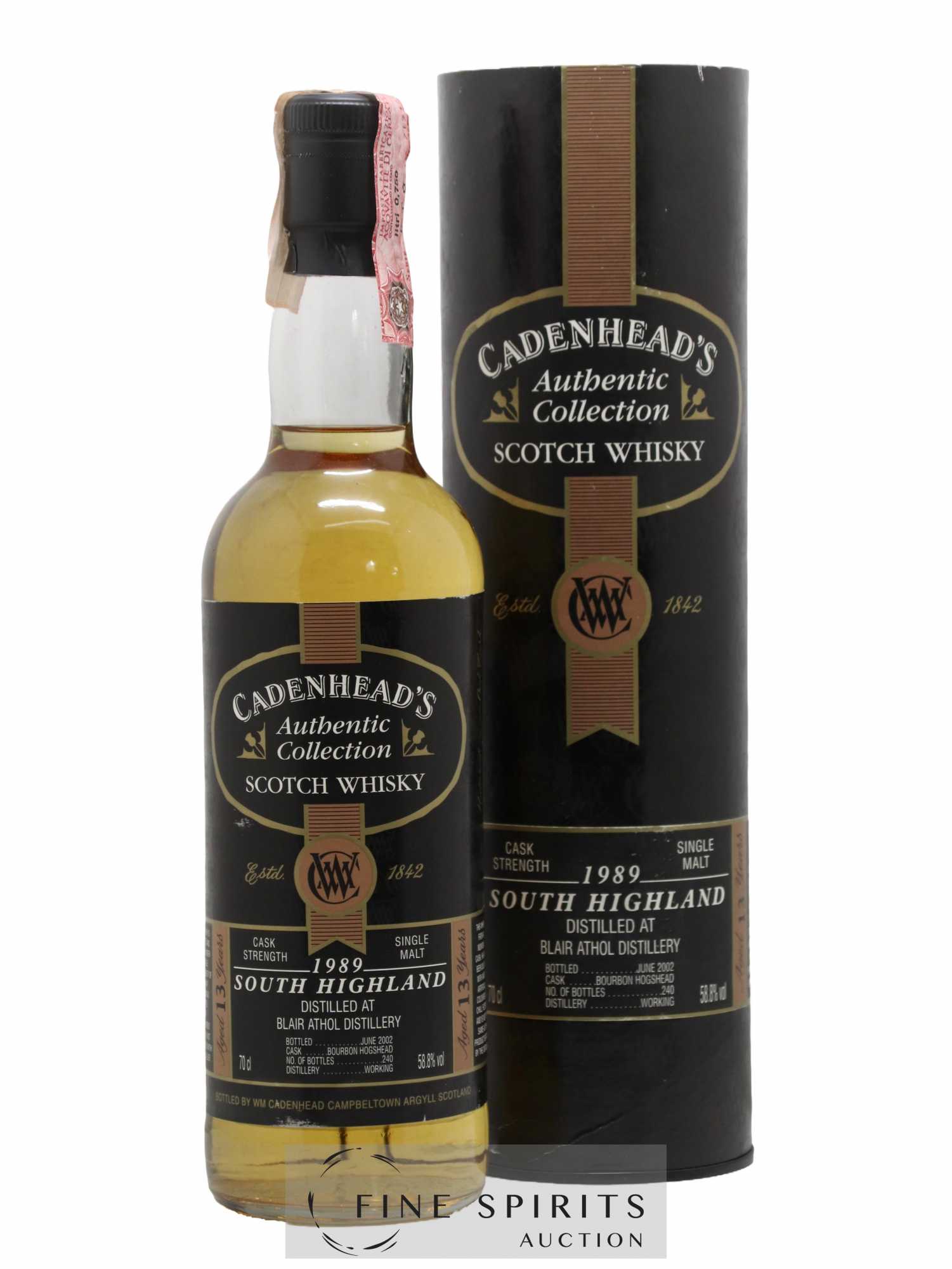 Blair Athol 13 years 1989 Cadenhead's Bourbon Hogshead - One of 240 - bottled 2002