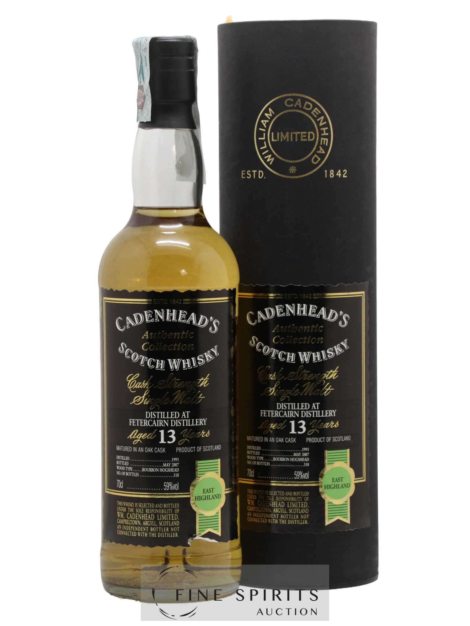 Fettercairn 13 years 1993 Cadenhead's Bourbon Hogshead - One of 318 - bottled 2007 Authentic Collection