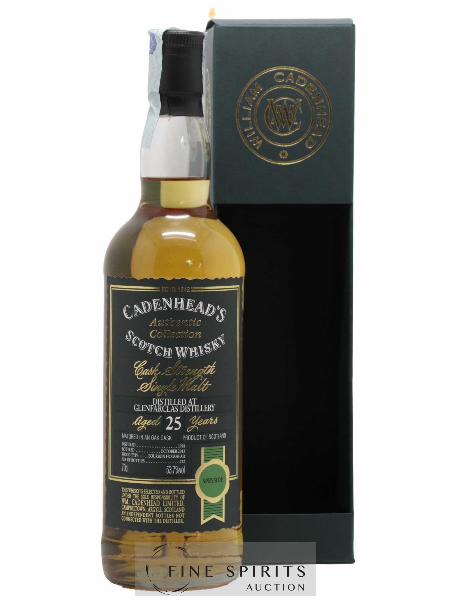 Glenfarclas 25 years 1988 Cadenhead's Bourbon Hogshead - One of 222 - bottled 2013 Authentic Collection