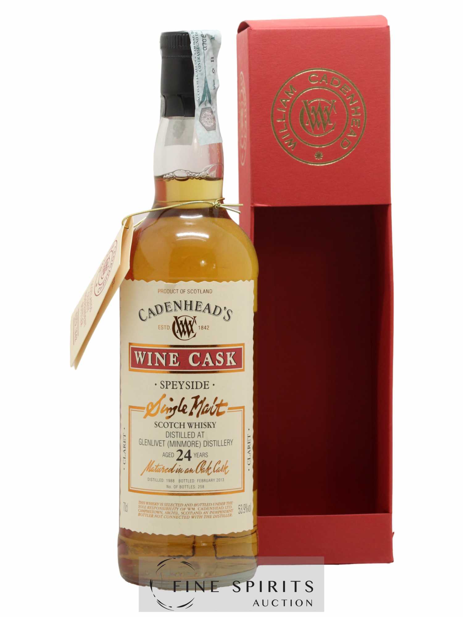 Glenlivet (Minmore) 24 years 1988 Cadenhead's Wine Cask - Claret One of 258 - bottled 2013