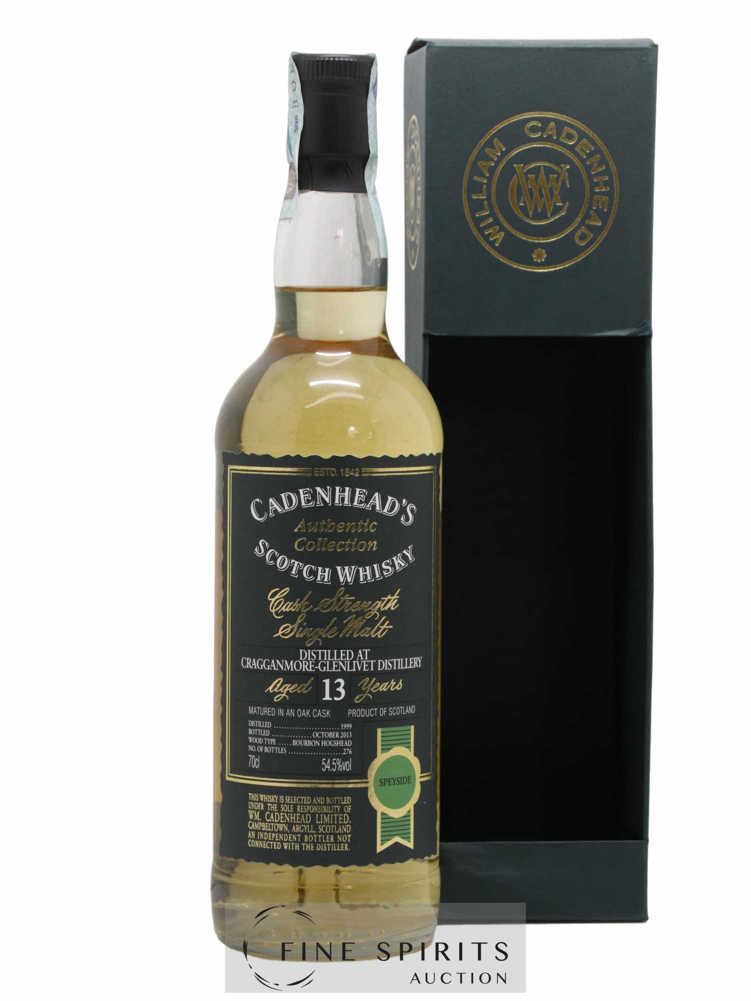 Cragganmore 13 years 1999 Cadenhead's Bourbon Hogshead - One of 276 - bottled 2013 Authentic Collection