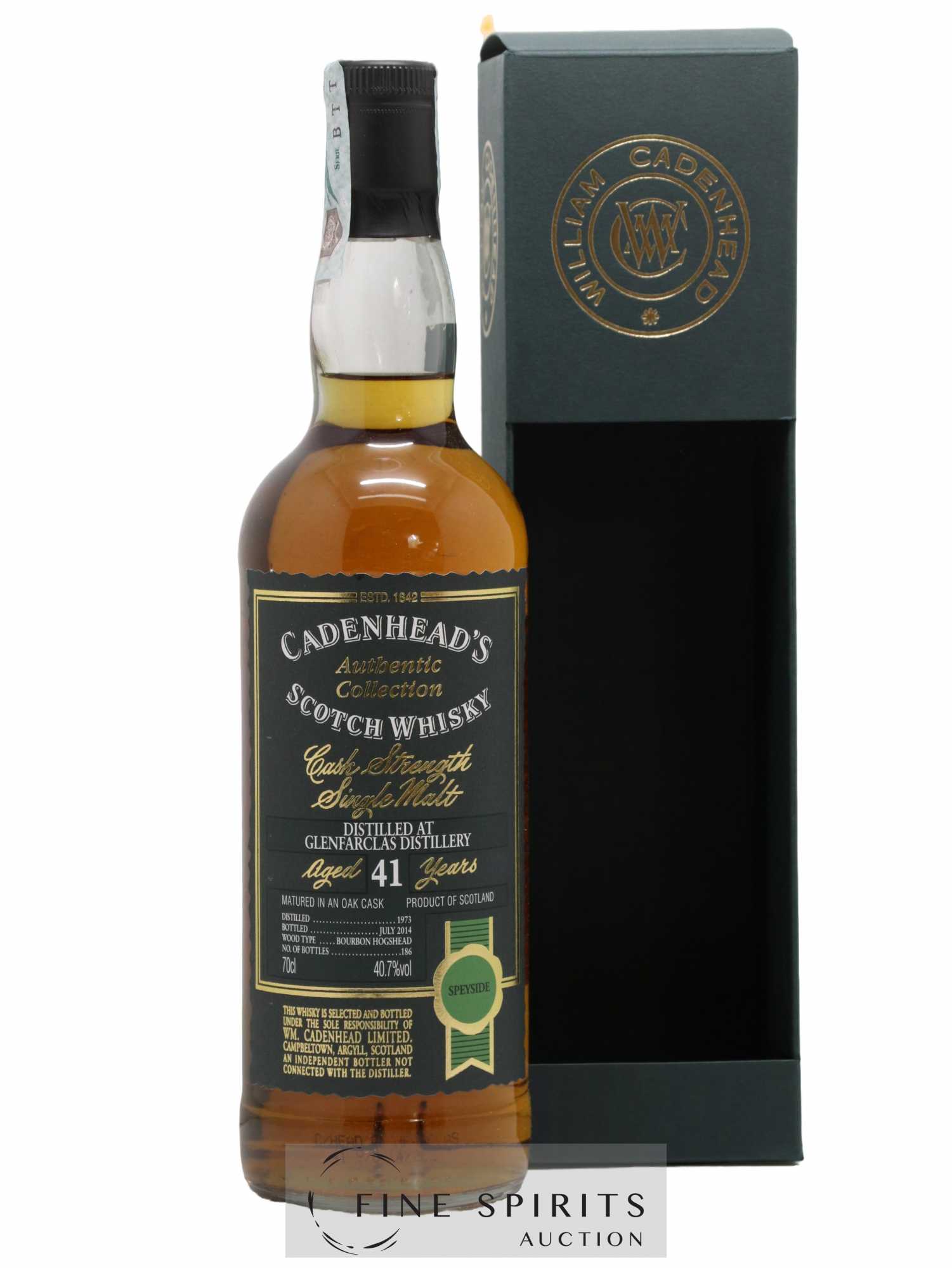 Glenfarclas 41 years 1973 Cadenhead's Bourbon Hogshead - One of 186 - bottled 2014 Authentic Collection