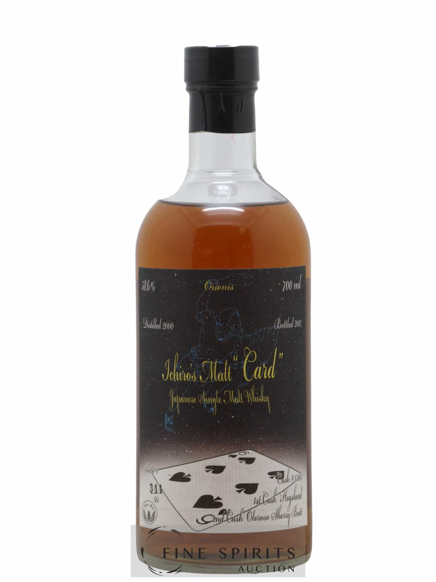 Ichiro's Malt 2000 Of. Six of Spades Cask n°1303 - One of 661 - bottled 2011 Venture Whisky Card