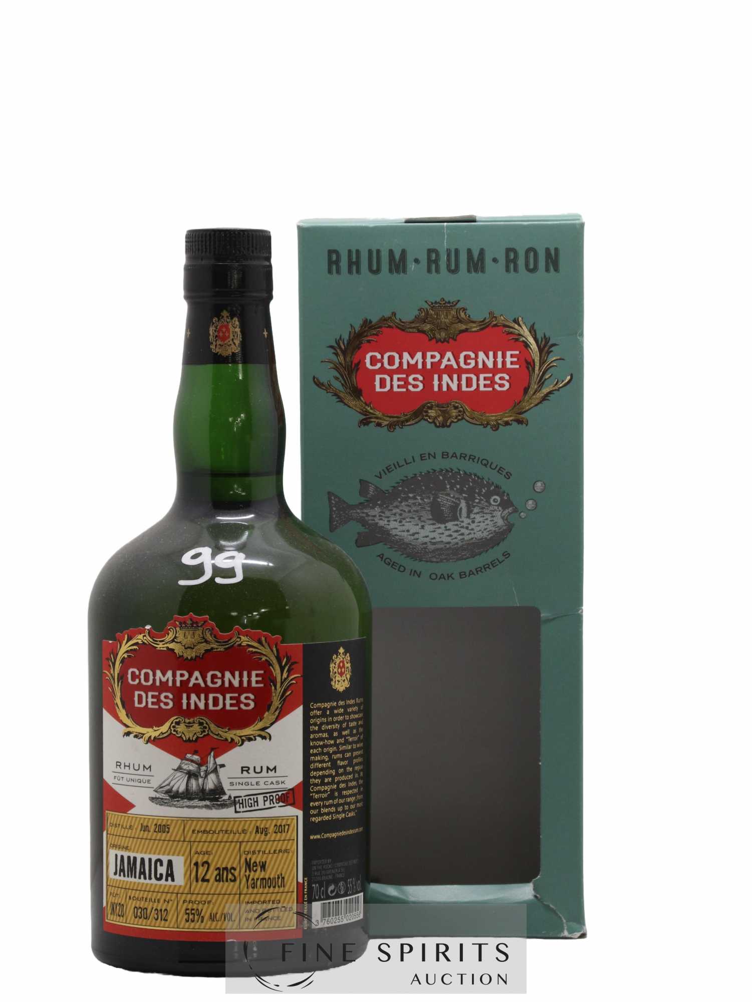 Jamaica 12 years 2005 Compagnie des Indes High Proof Fût n°JNY20 - One of 312 - bottled 2017