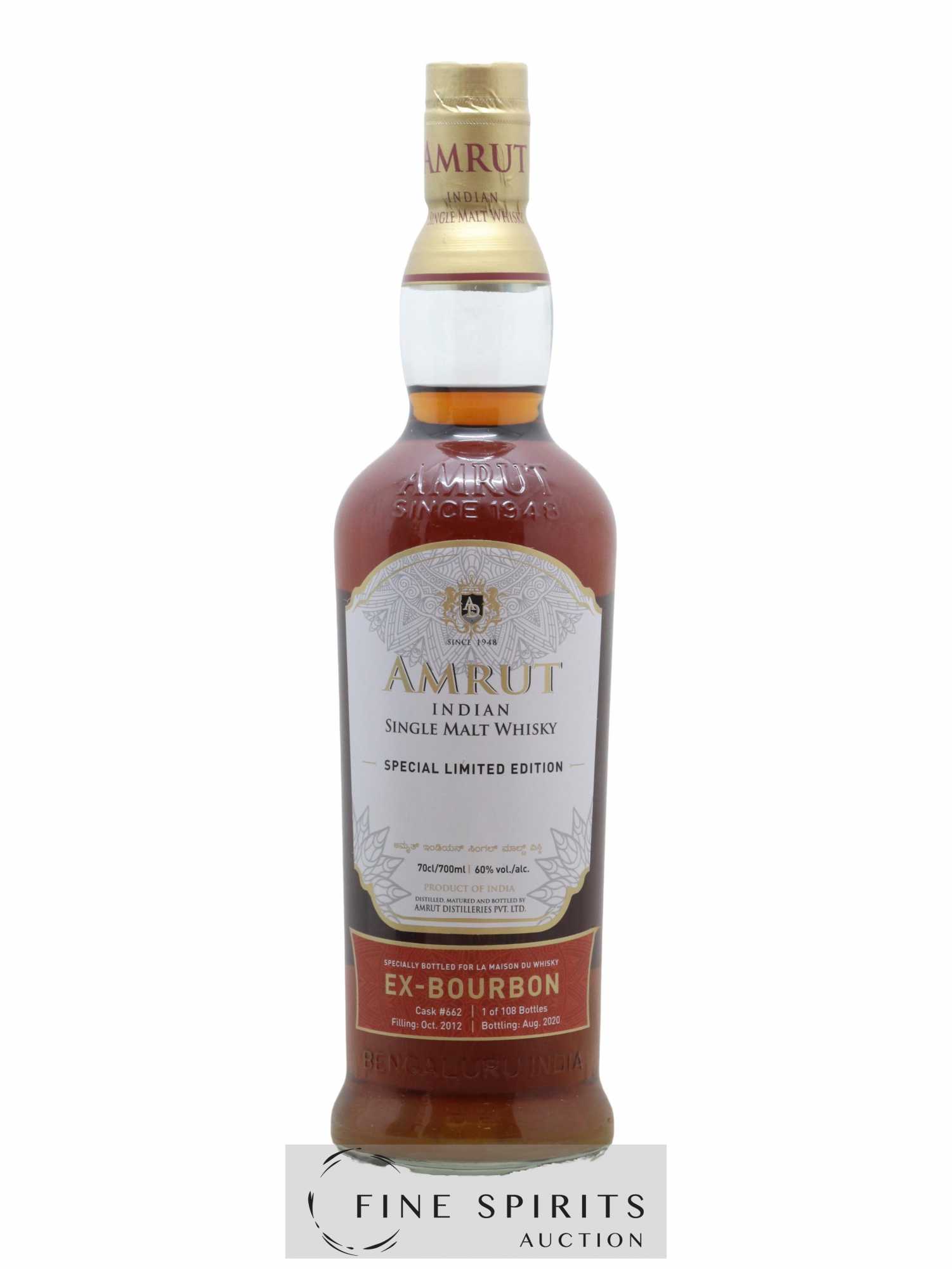 Amrut 2012 Of. Ex-Bourbon Cask n°662 - One of 108 - bottled 2020 LMDW Special Limited Edition