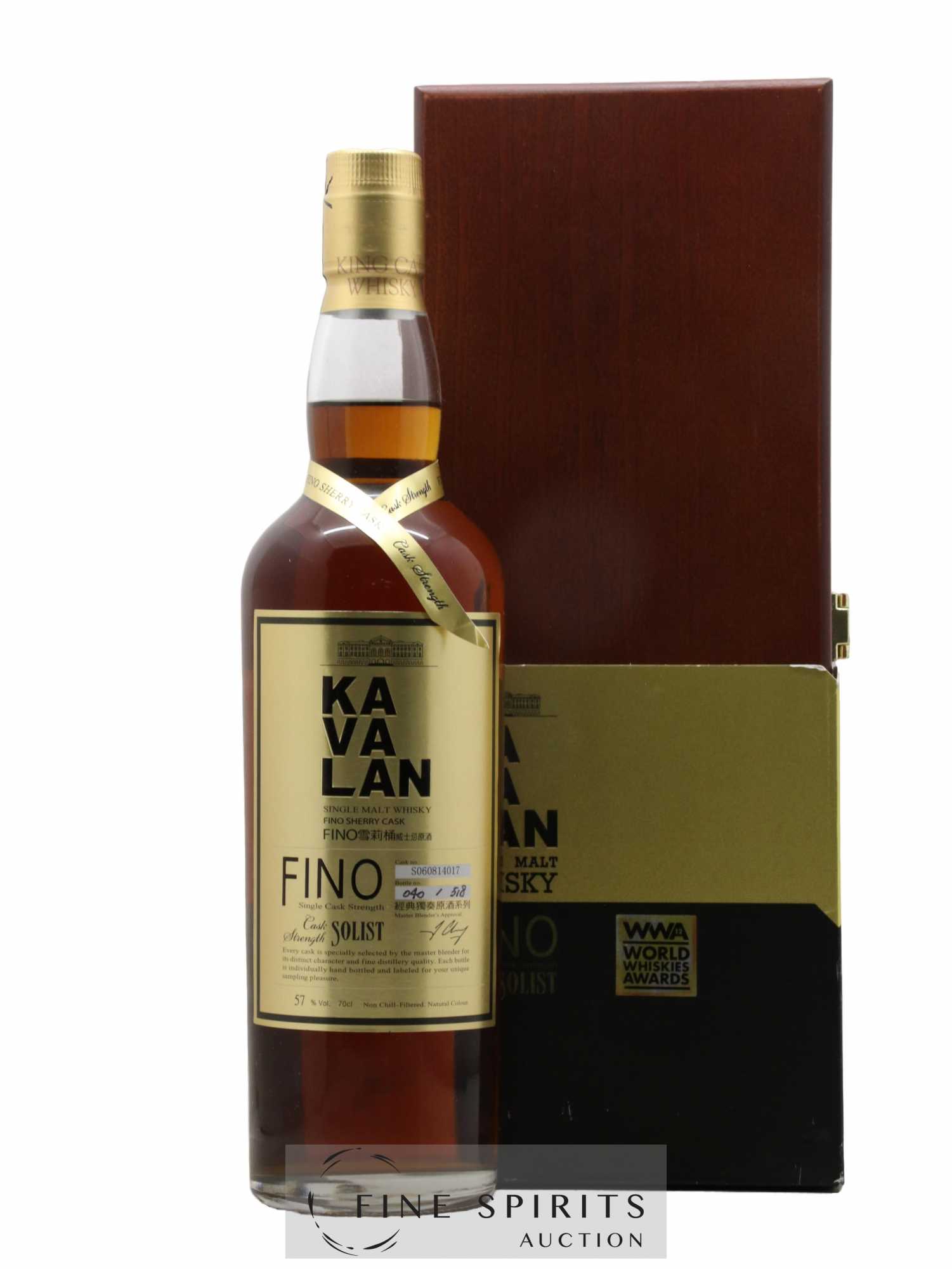 Kavalan Of. Solist Fino Sherry Cask n°S060814017 - One of 518 - bottled 2013 Cask Strength