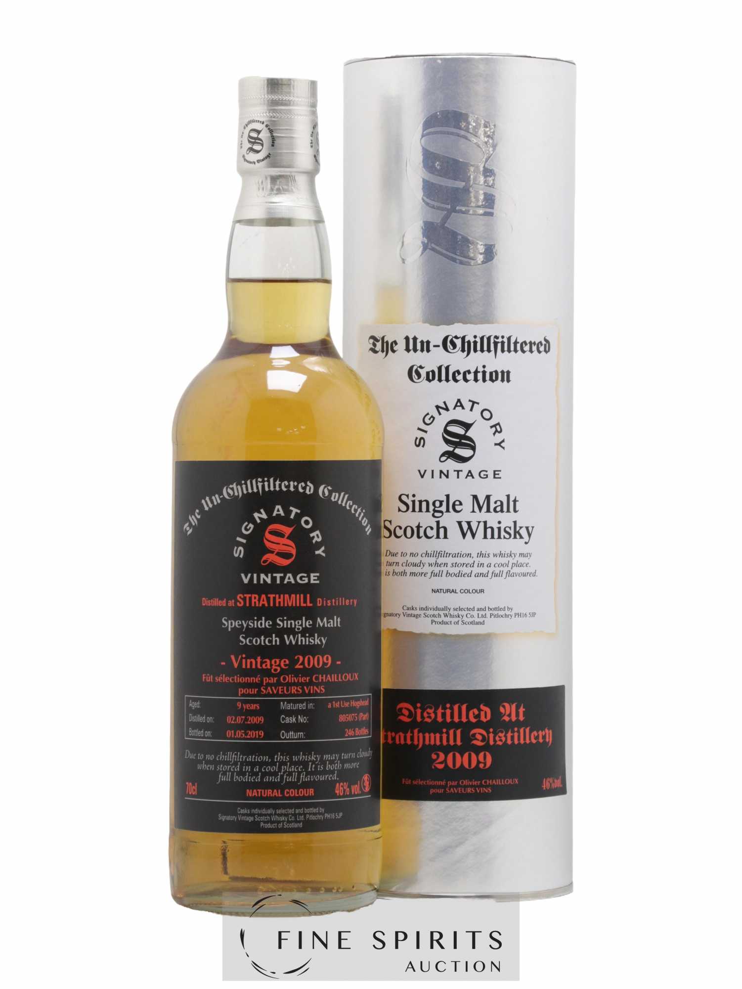 Strathmill 9 years 2009 Signatory Vintage Cask n°805075(part) - One of 246 - bottled 2019 Saveurs Vins The Un-Chillfiltered Collection