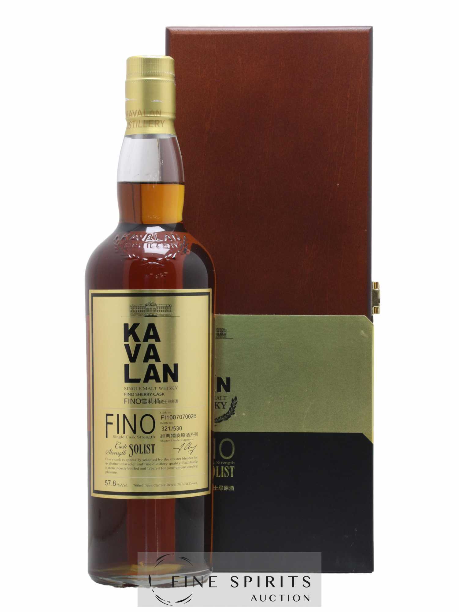 Kavalan Of. Solist Fino Sherry Cask n°FI100707002B - One of 530 - bottled 2016 Cask Strength