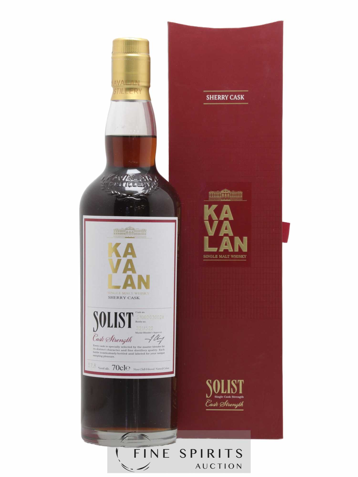 Kavalan Of. Solist Sherry Cask n°S100203002A - One of 522 - bottled 2016 Cask Strength