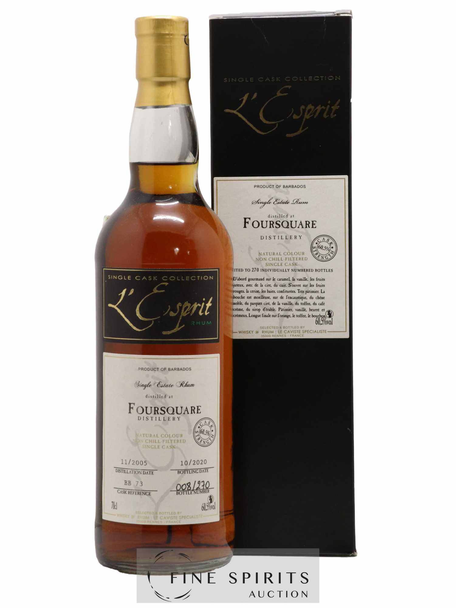 Foursquare 2005 Whisky & Rhum L'Esprit Cask n°BB73 - One of 270 - bottled 2020