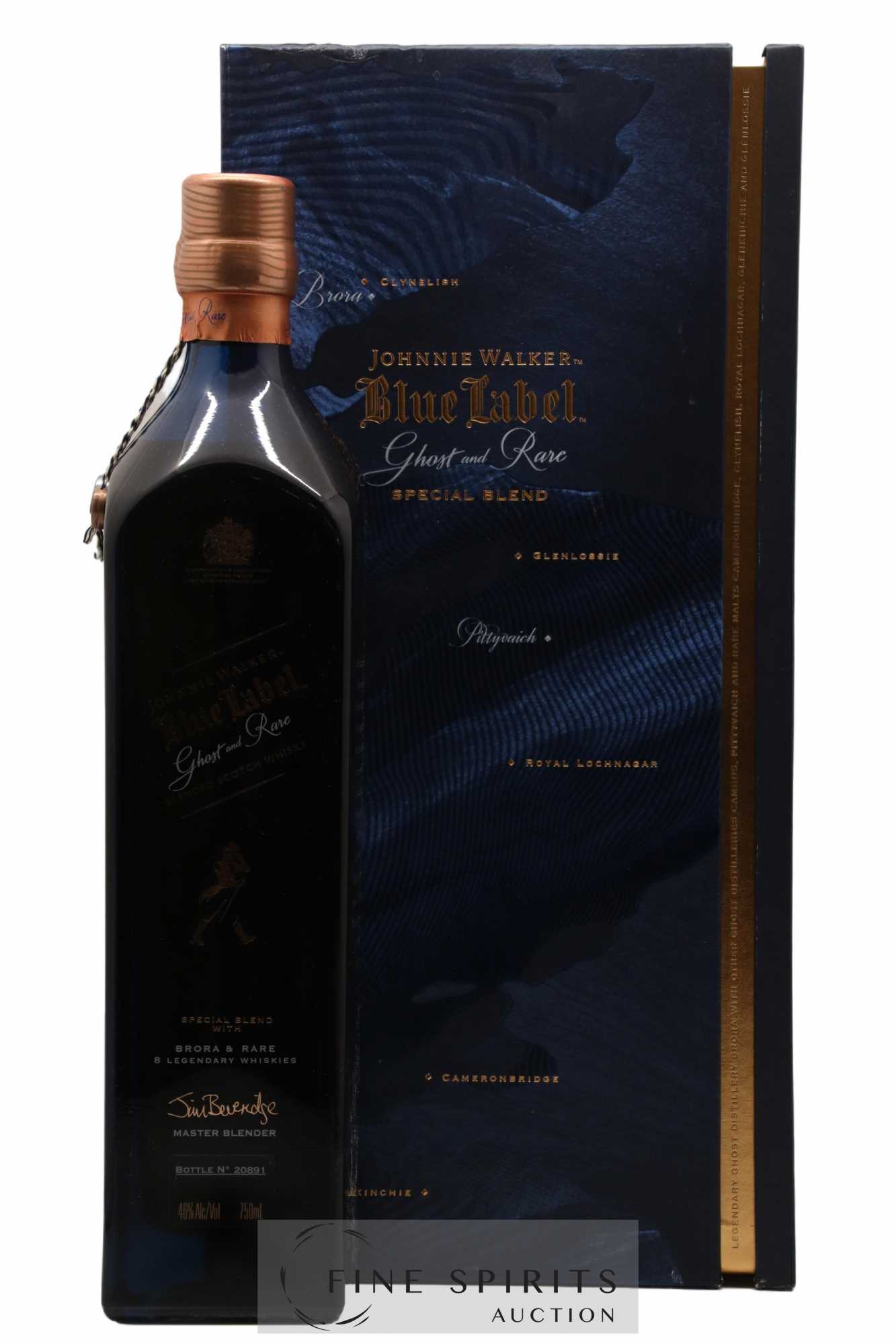 Johnnie Walker Of. Ghost and Rare Brora and 8 Rare Whiskies Blue Label - Special Blend 75cl.