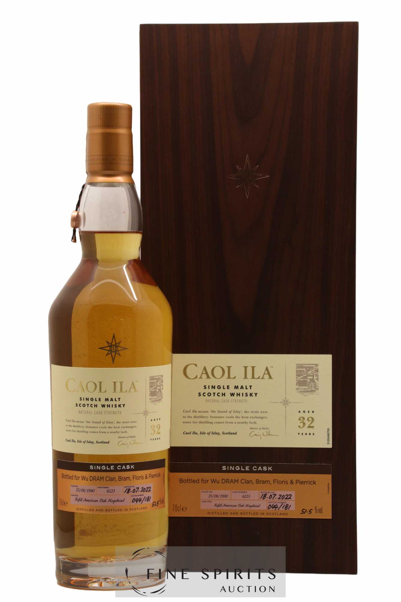 Caol Ila 32 years 1990 Of. Cask n°6223 - One of 181 - bottled 2022 Wu Dram Clan, Bram, Floris & Pierrick