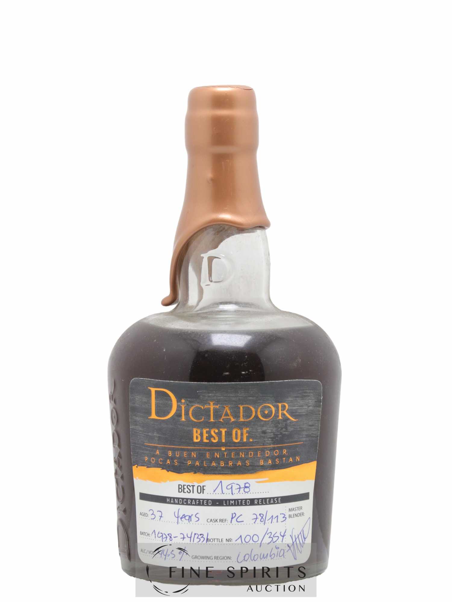 Dictador 37 years 1978 Of. A Buen Entendedor Cask PC 78-113 - One of 354 Best Of.