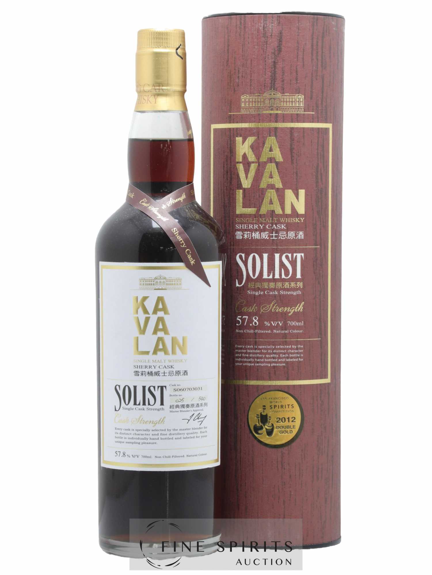 Kavalan Of. Solist Sherry Cask n°S060703031 - One of 540 - bottled 2012 Cask Strength