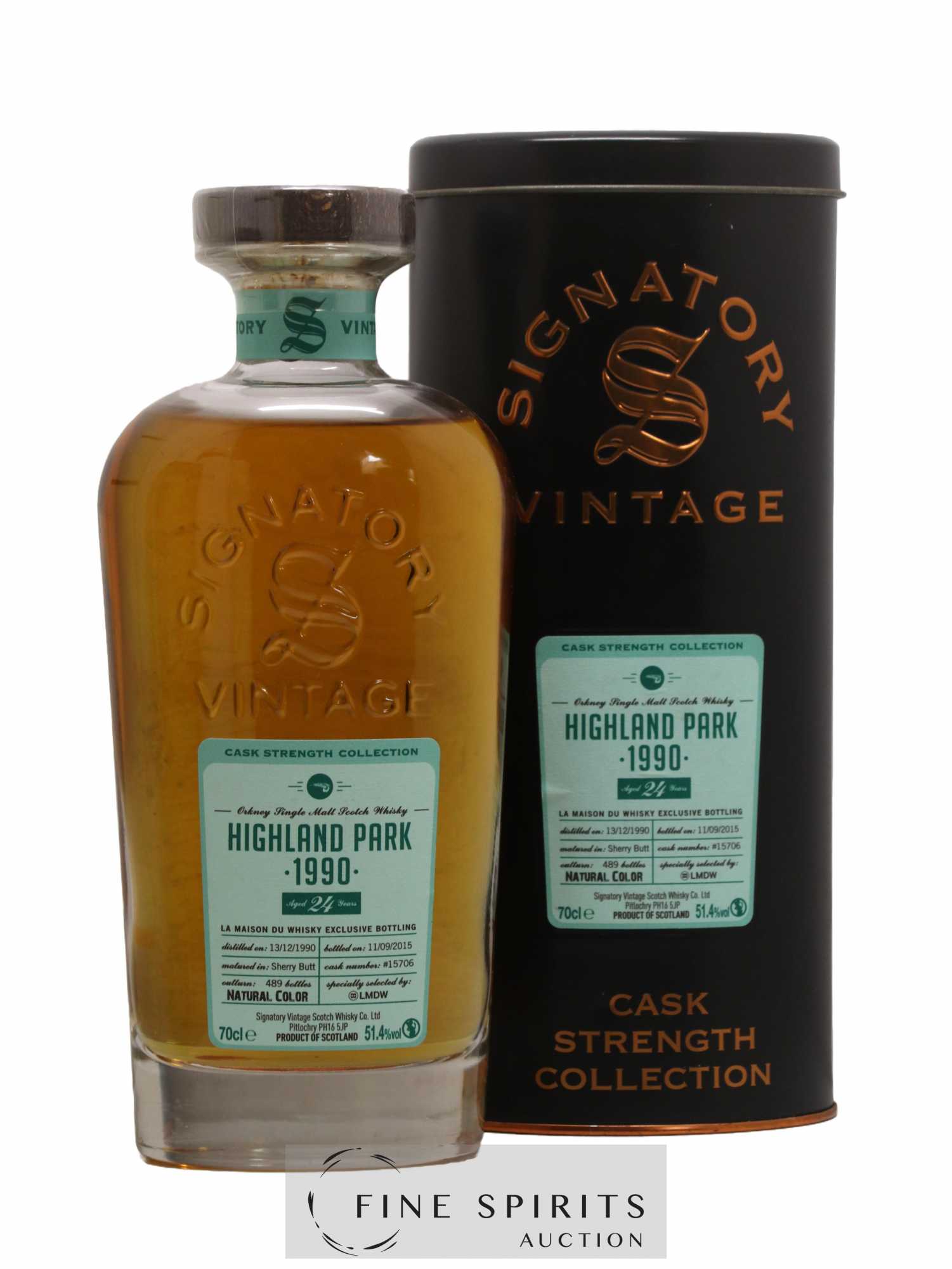 Highland Park 24 years 1990 Signatory Vintage Cask n°15706 - One of 489 - bottled 2015 LMDW Cask Strength Collection