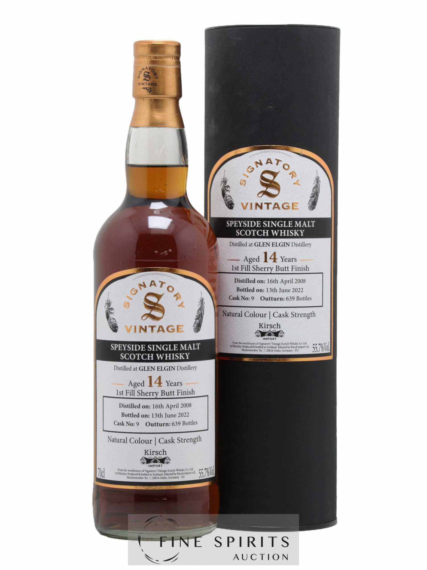 Glen Elgin 14 years 2008 Signatory Vintage Cask n°9 - One of 639 - bottled 2022 Kirch Import