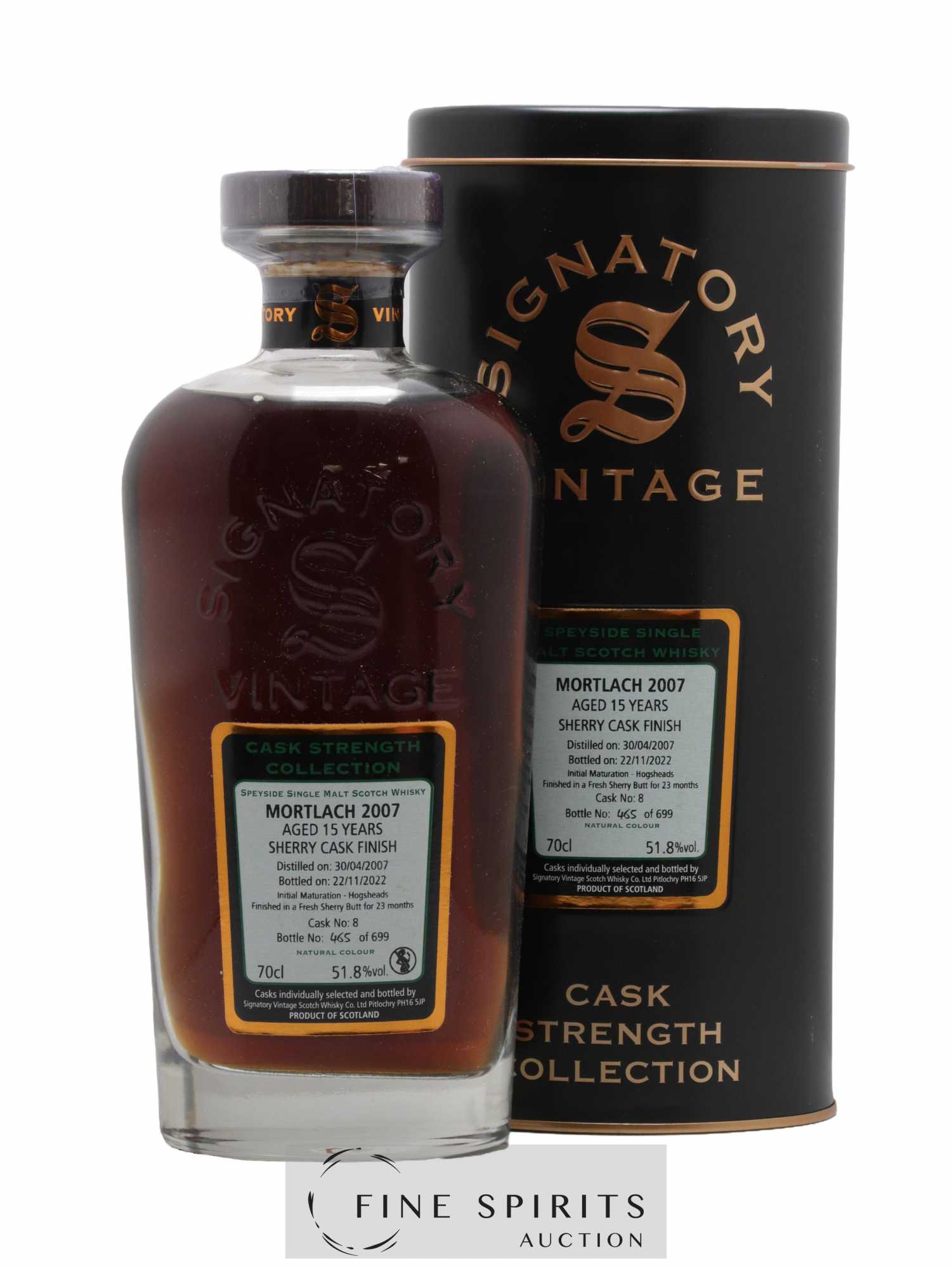 Mortlach 15 years 2007 Signatory Vintage Cask n°8 - One of 699 - bottled 2022 Cask Strength Collection