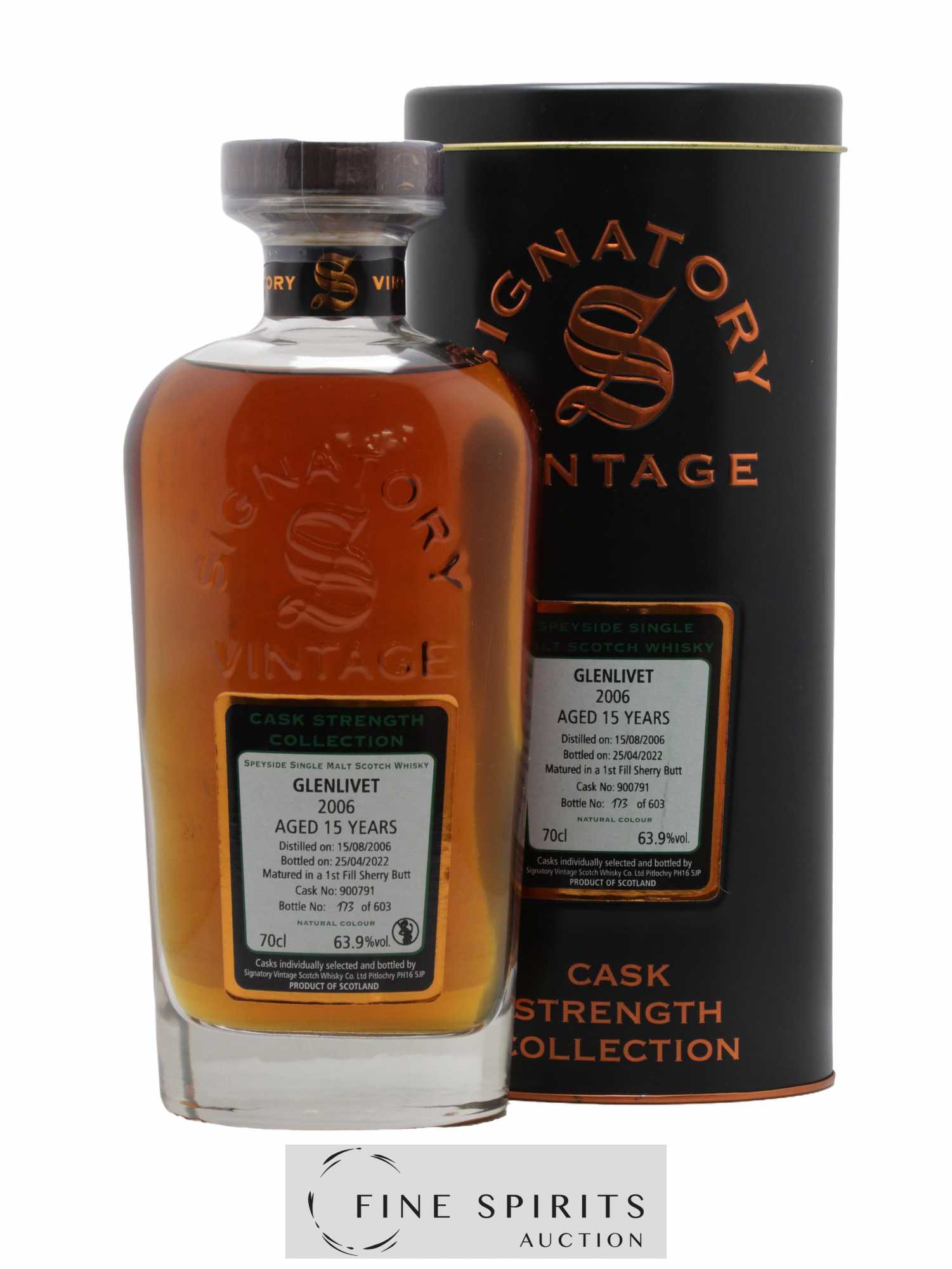 Glenlivet (The) 15 years 2006 Signatory Vintage Cask n°900791 - One of 603 - bottled 2022 Cask Strength Collection