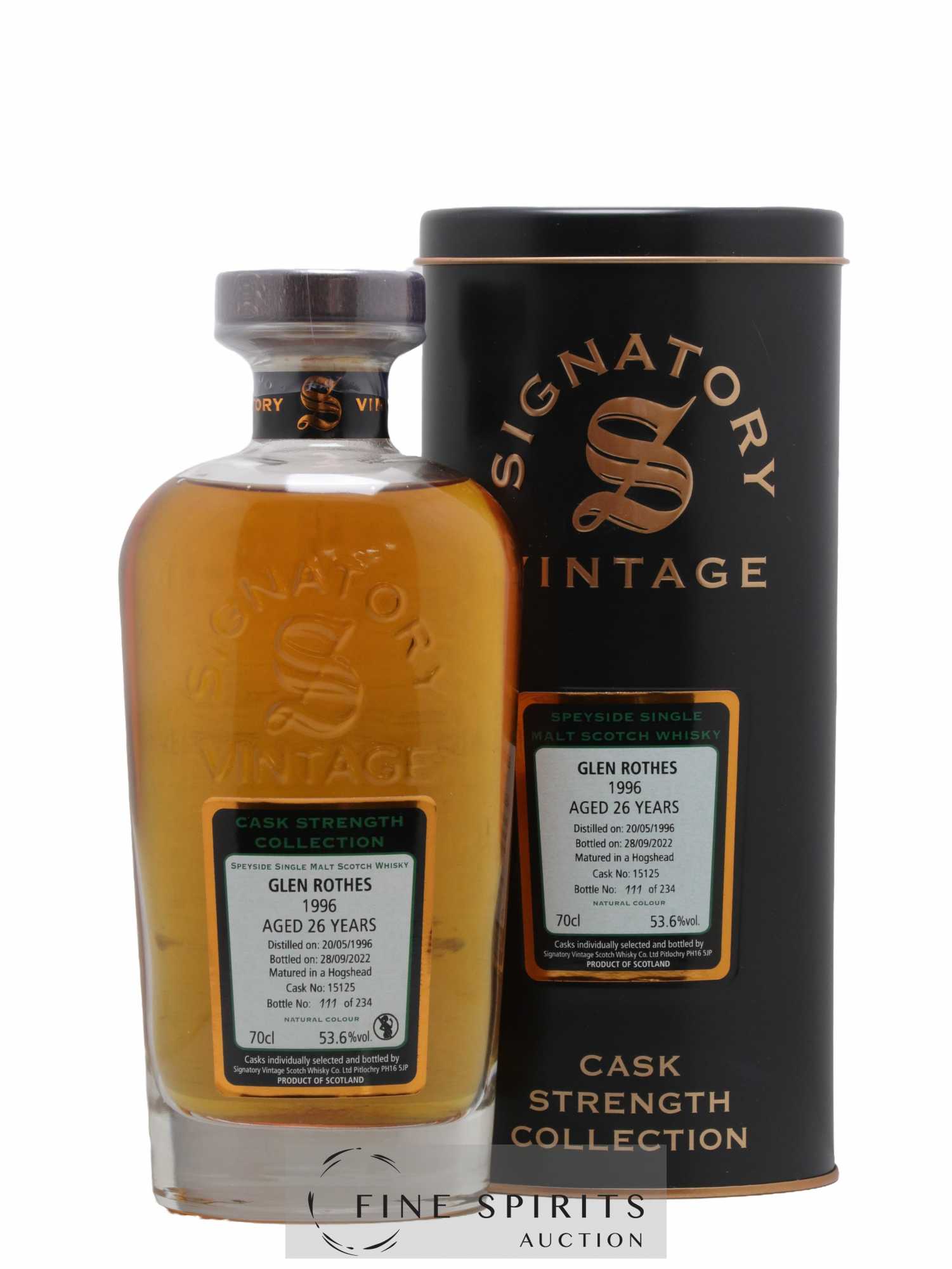 Glenrothes 26 years 1996 Signatory Vintage Cask n°15125 - One of 234 - bottled 2022 Cask Strength Collection