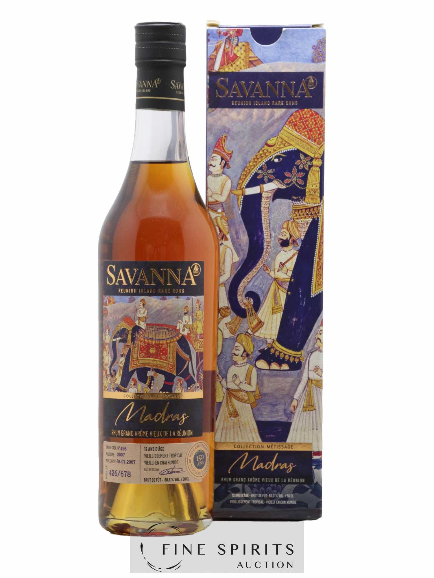 Savanna 12 years 2007 Of. Madras Single Cask n°496 - One of 678 Collection Métissage (50cl.)